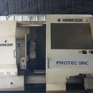 37.4″ x 156″ Hankook Protec 9NC 10″ Spindle Bore, Dual Chucks, 2006 – Chip Conveyor, 8 Station Turret