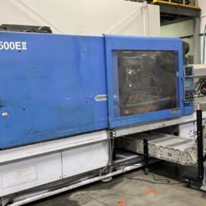 500 Ton 53.3 Oz Shot JSW 500EII Injection Molding Machine, 1996 – Core Pull and Air Blast