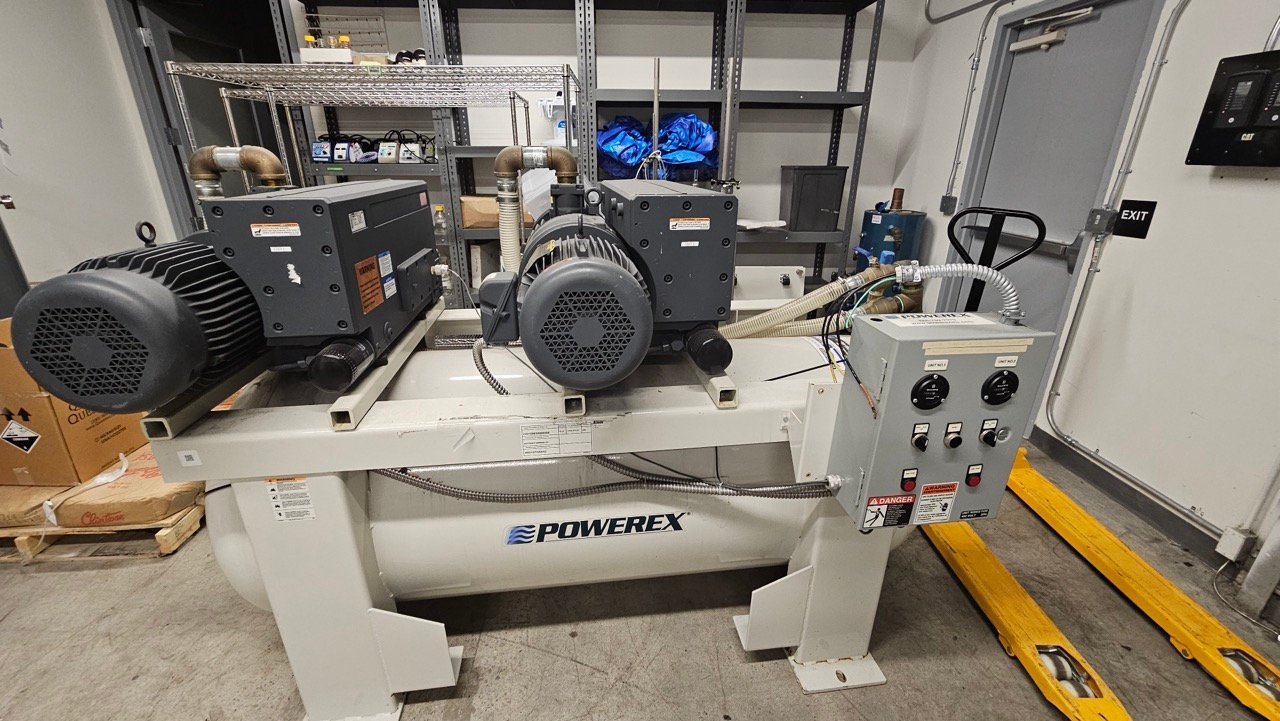 Twin 10 HP Powerex Rotary Vane Medical Air Compressor System w/ Baldor Super-E Motors