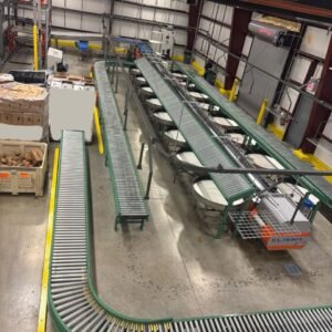 Automated Fruit Packing Line – Durand-Wayland + Elisam – Bin Tipper, Sizer, Optical Sorter – 2021