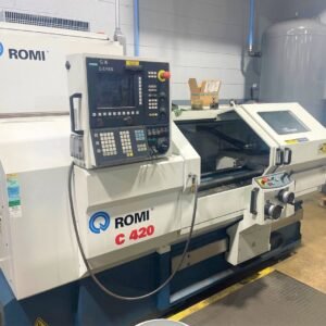 Romi C 420 CNC Flat Bed Teach Lathe, 2011 – Dual Electric Handwheel Controls, Teach Mode, Rigid Tapping