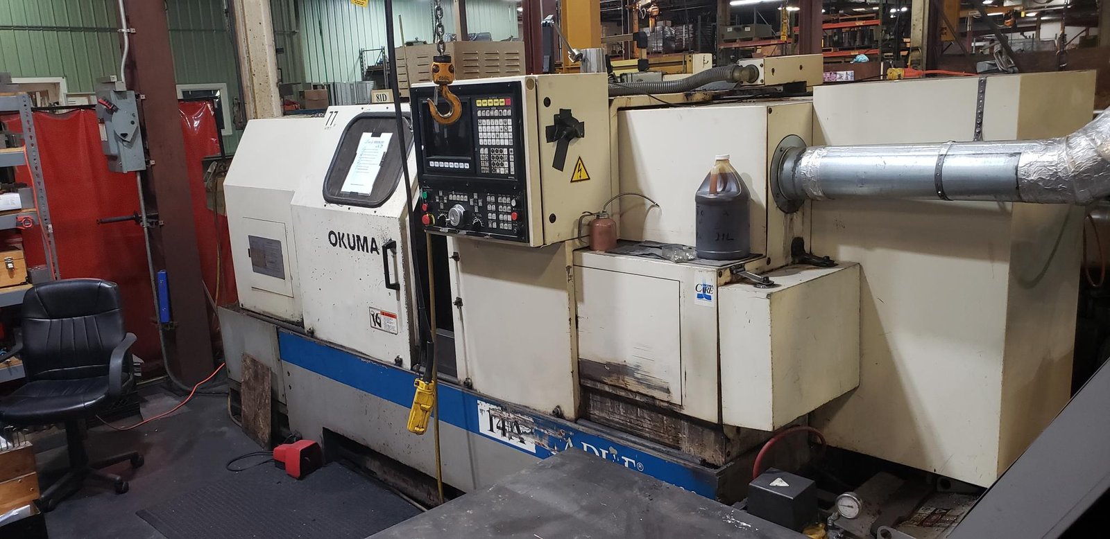 Okuma L1420 CNC Lathe, 1995 – Tailstock, Chip Conveyor - Image 2