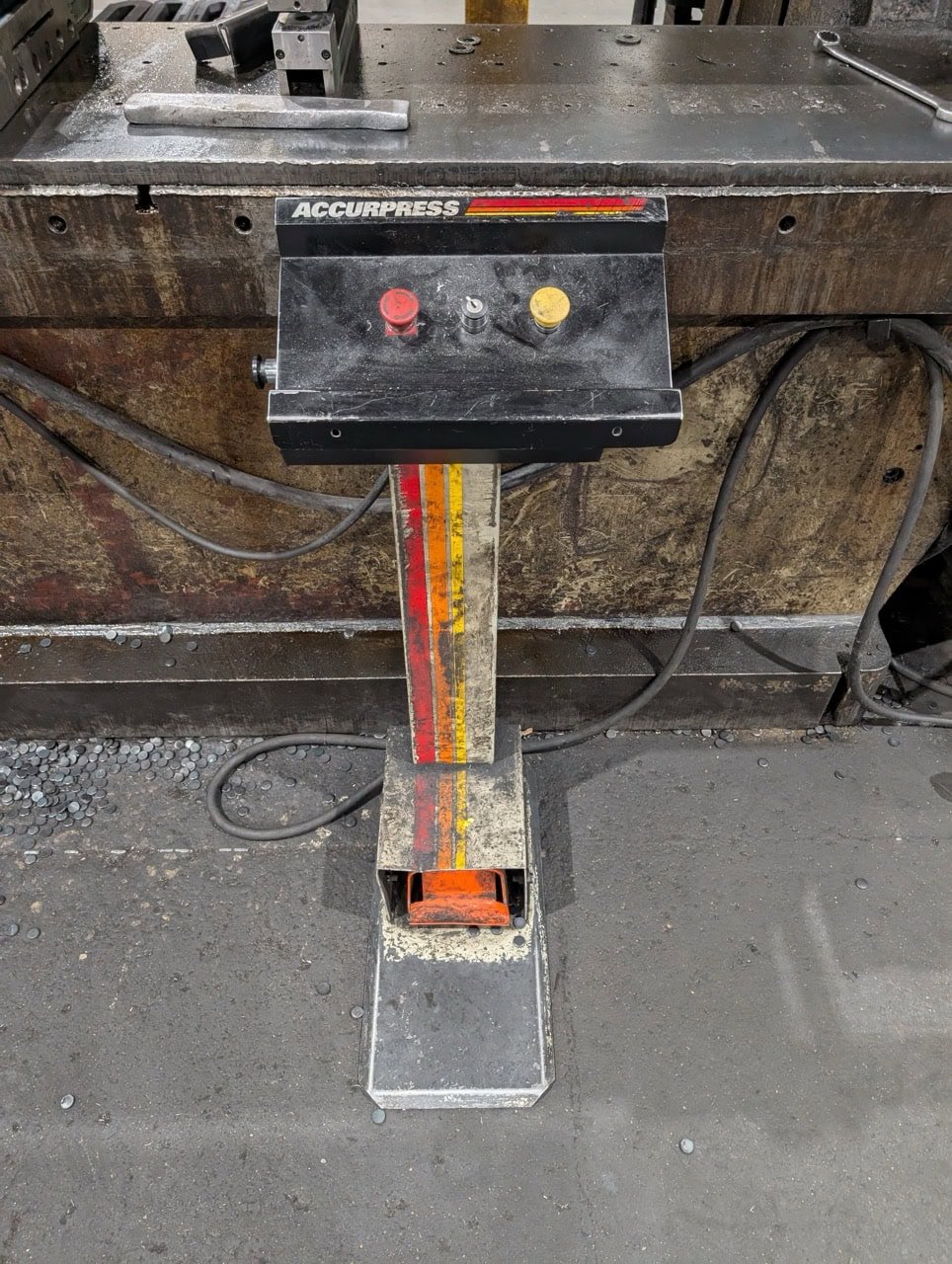 500 Ton x 14′ Accurpress 750014 CNC Press Brake, 2000 – ETS Control, Conveyor Tables Included - Image 9