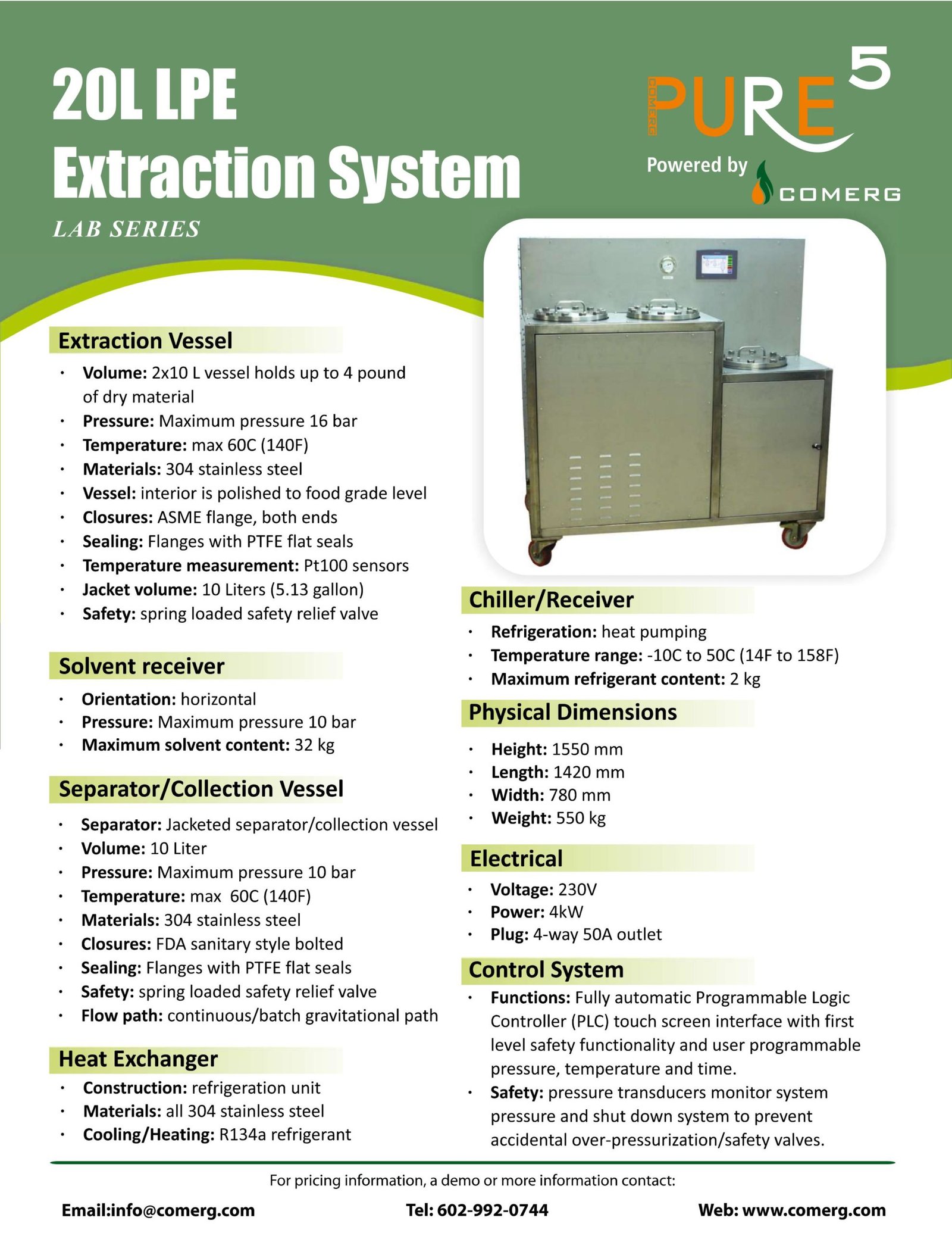 Pure5 by Comerg 20Liter LPE R134a Extraction Machine, 2018 – Oil Extractor - Image 2