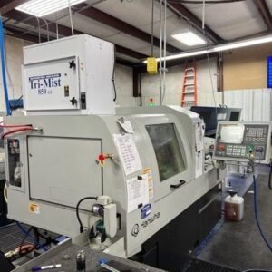 Hanwha XD32 II CNC Swiss Lathe, 2020 – Bar Feeder, Tri-Mist Collector, Chip Conveyor, Tooling