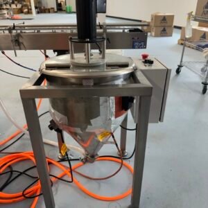 Accutek SVF 02-002-000 Single Piston Filler with Conveyor, Heated and Agitated Hopper, and E-Pak Accumulation Table, 2014