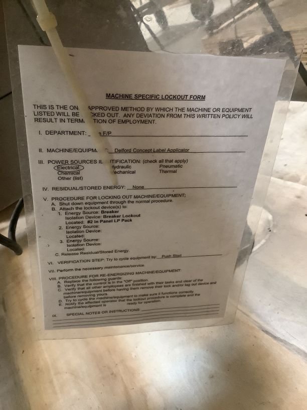 AEW Delford Concept 500 Pressure Sensitive Label Applicator, 2002 - Image 3