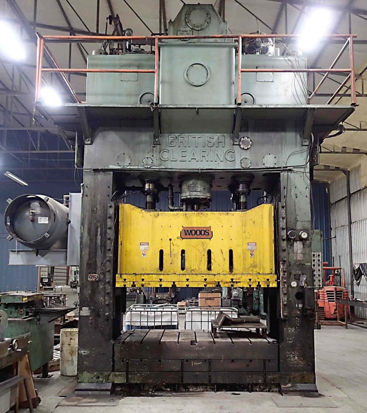 660 Ton British Clearing Model S4-650 108-64 Straight Side Press- 66″ x 108″ Bed, 18″ Stroke, 48″ Shut